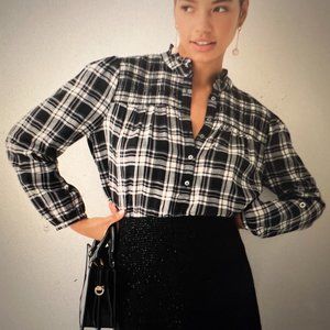 J.Crew Ruffleneck cotton flannel popover